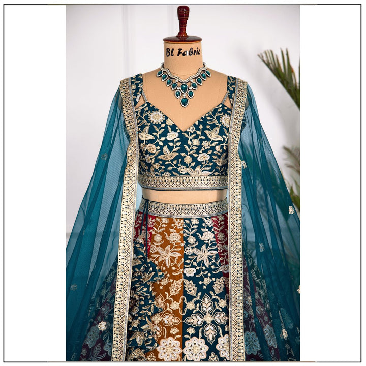 Multi color Sequence & Thread Embroidery work Designer Lehenga Choli for Any Function BL1459 1