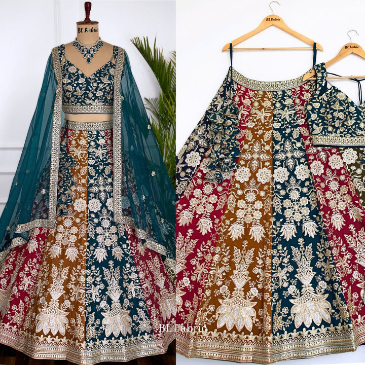 Multi color Sequence & Thread Embroidery work Designer Lehenga Choli for Any Function BL1459 3