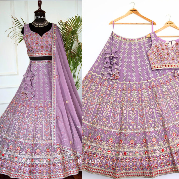 Light Purple color Sequence Embroidery work Designer Lehenga Choli for Wedding Function BL1464 4