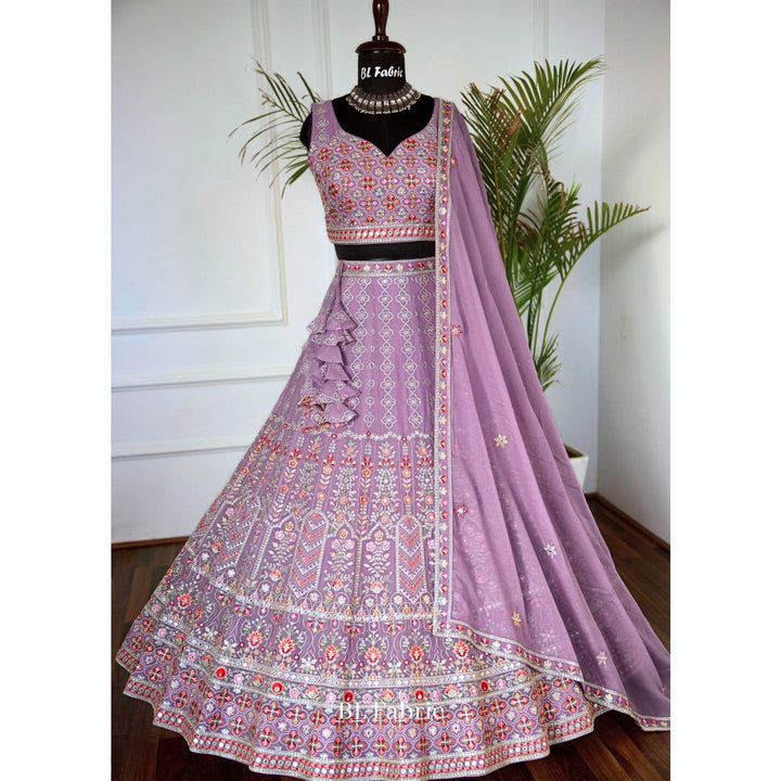 Light Purple color Sequence Embroidery work Designer Lehenga Choli for Wedding Function BL1464