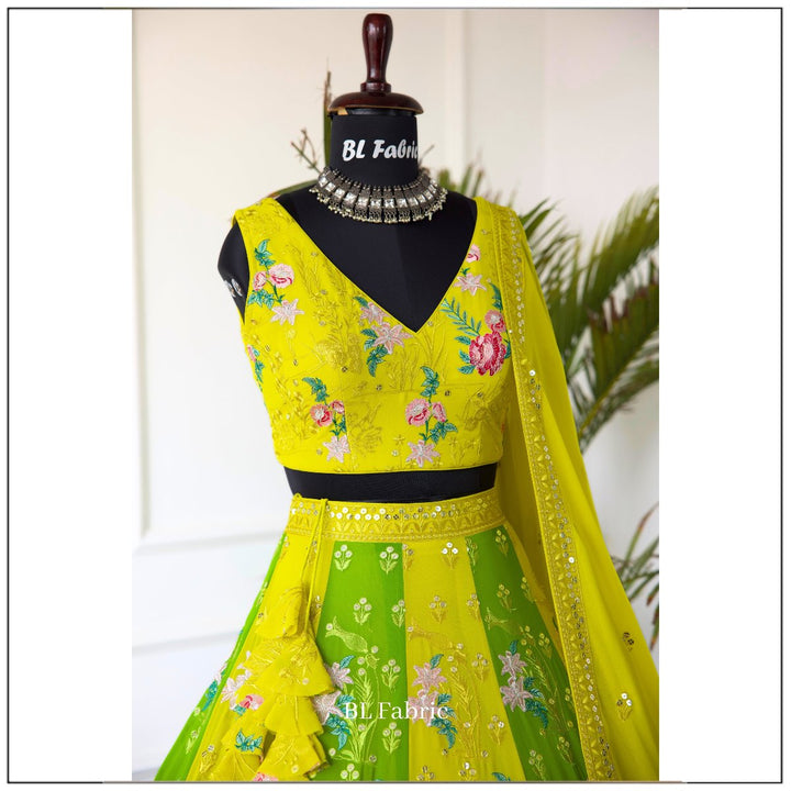 Multi color Thread Embroidery work Designer Lehenga Choli for Any Function BL1465 2