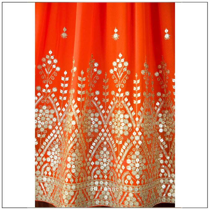 Orange color Real Mirror Embroidery work Designer Lehenga Choli for Wedding Function BL1467 3