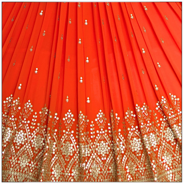 Orange color Real Mirror Embroidery work Designer Lehenga Choli for Wedding Function BL1467 8