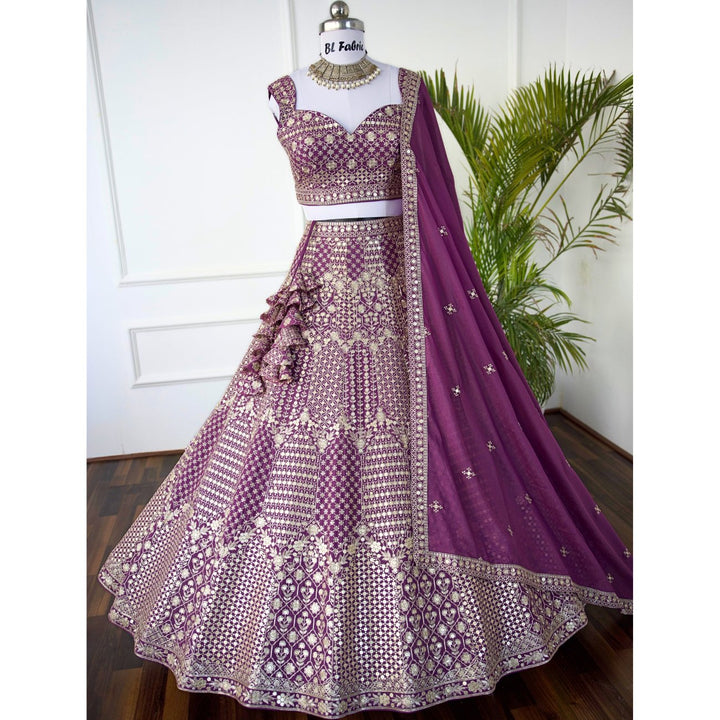 Purple color Embroidery & Sequence work Designer Lehenga Choli for Wedding Function BL1474