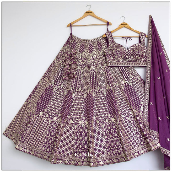 Purple color Embroidery & Sequence work Designer Lehenga Choli for Wedding Function BL1474 4