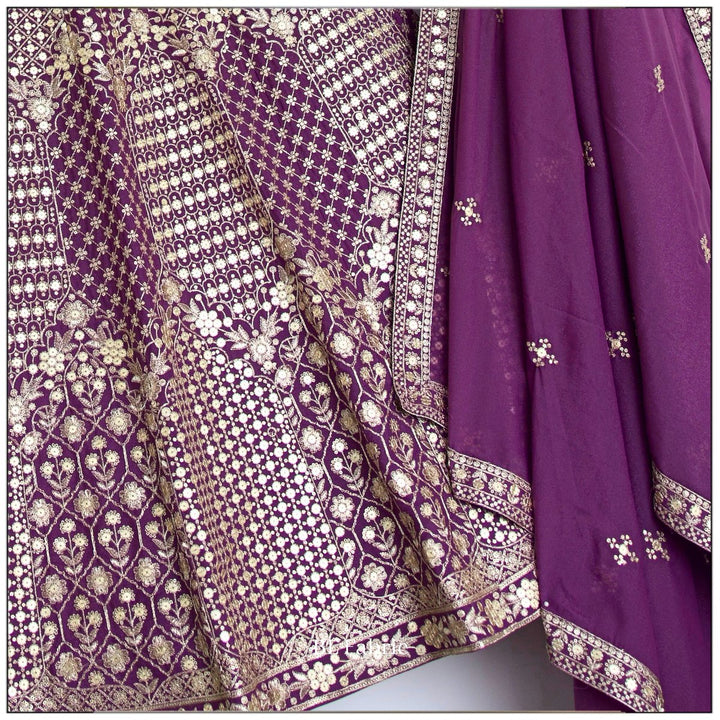 Purple color Embroidery & Sequence work Designer Lehenga Choli for Wedding Function BL1474 7