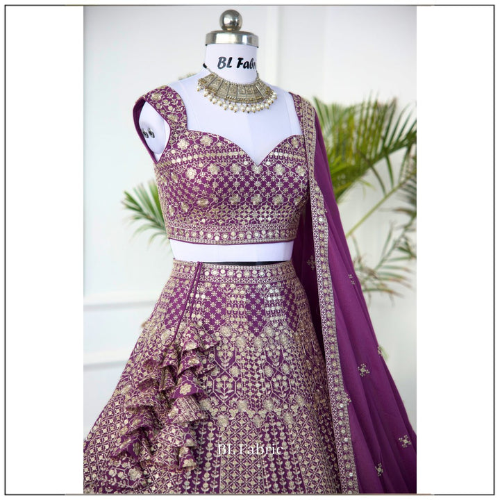 Purple color Embroidery & Sequence work Designer Lehenga Choli for Wedding Function BL1474 2