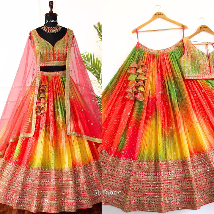 Multi color Embroidery & Sequence work Designer Lehenga Choli for Wedding Function BL1475 5