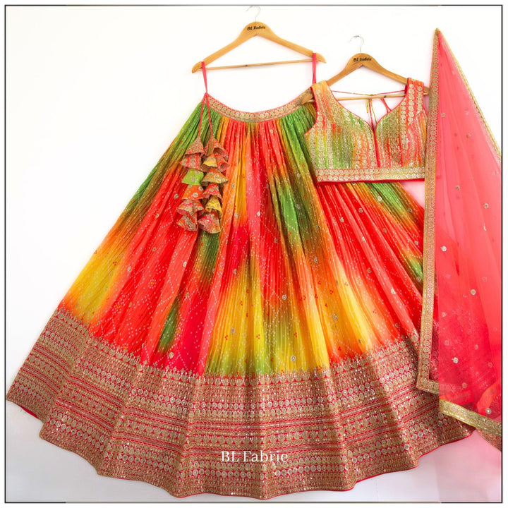 Multi color Embroidery & Sequence work Designer Lehenga Choli for Wedding Function BL1475 6