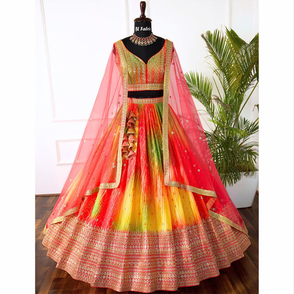 Multi color Embroidery & Sequence work Designer Lehenga Choli for Wedding Function BL1475