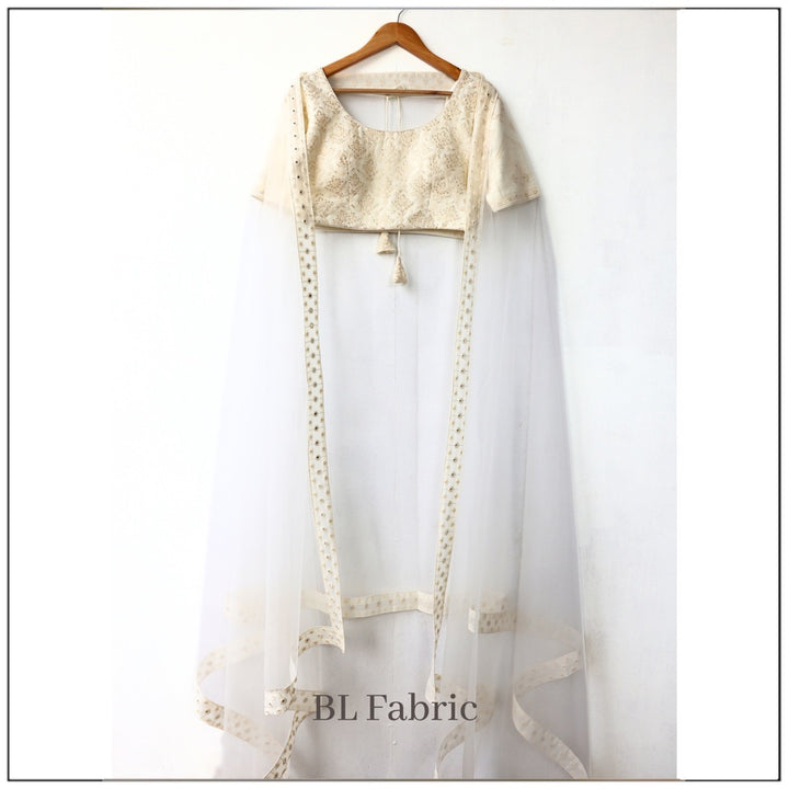 White color Embroidery & Mirror work Designer Lehenga Choli for Wedding Function BL1238 5