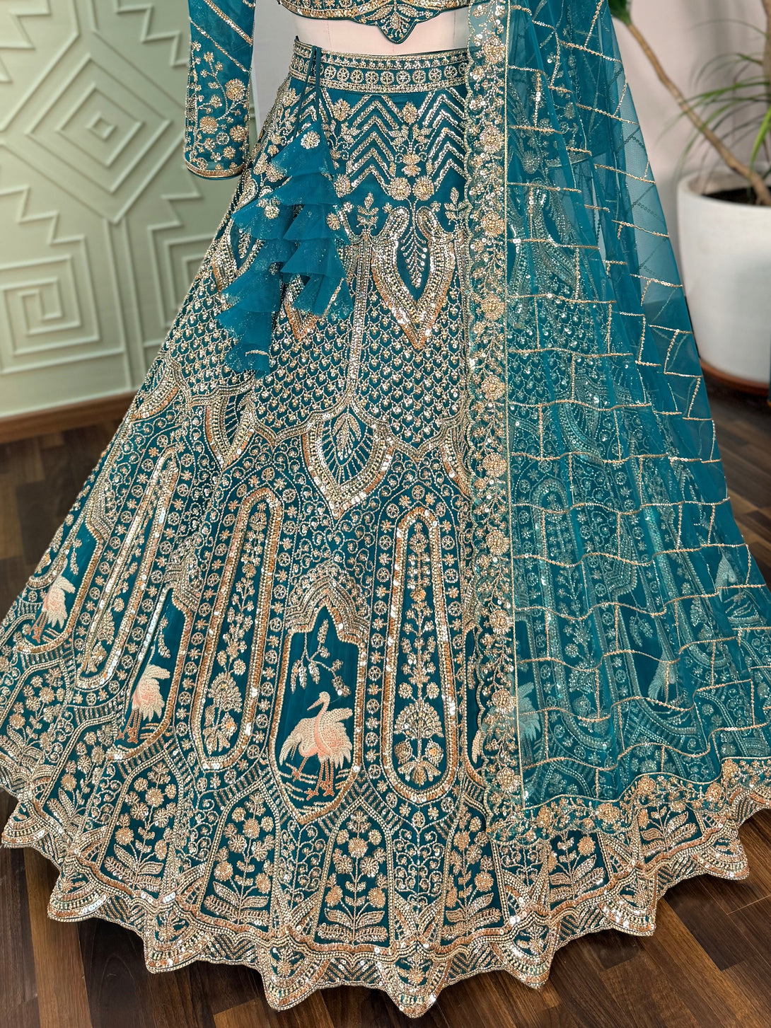 Firozi color Hand Embroidery work Designer Lehenga Choli for Wedding F ...