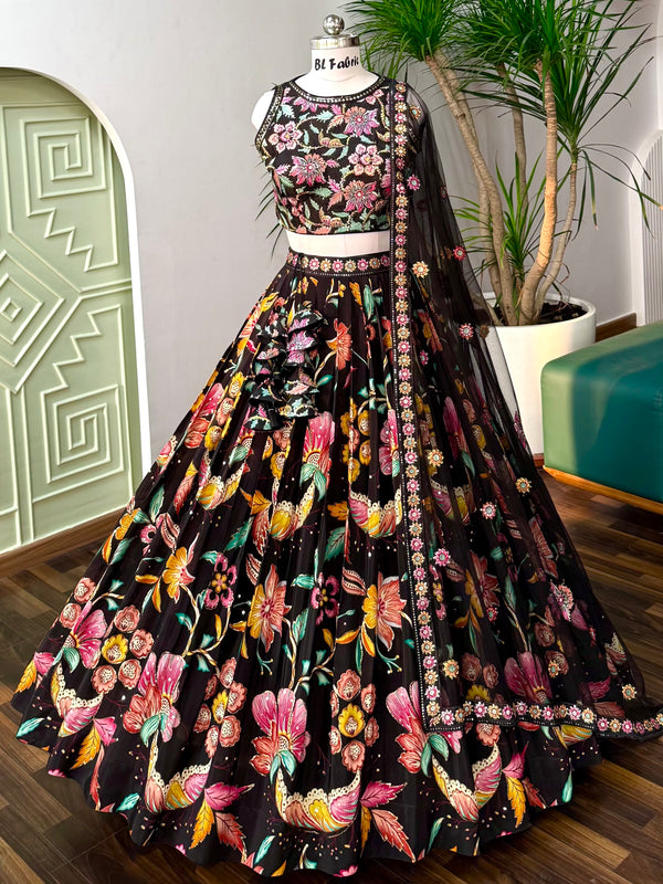 Black color Embroidery & Sequence work Designer Lehenga Choli for Wedding Function BL1635