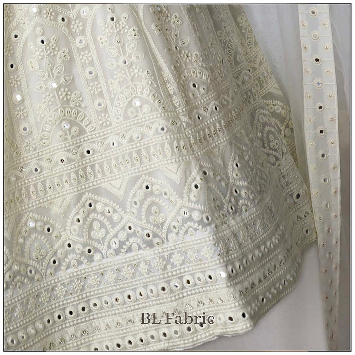 White color Embroidery & Mirror work Designer Lehenga Choli for Wedding Function BL1238 3