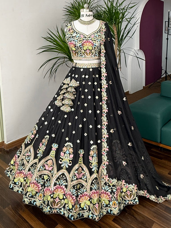 Black color Sequence & Embroidery work Designer Lehenga Choli for Wedding Function BL1600