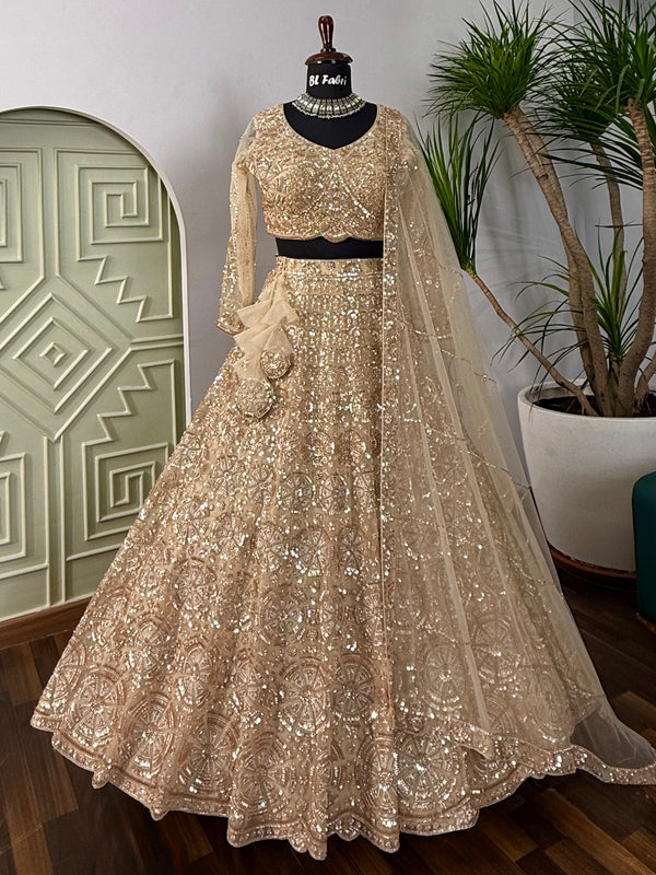 Golden color Hand Embroidery work Designer Lehenga Choli for Wedding Function BL1607
