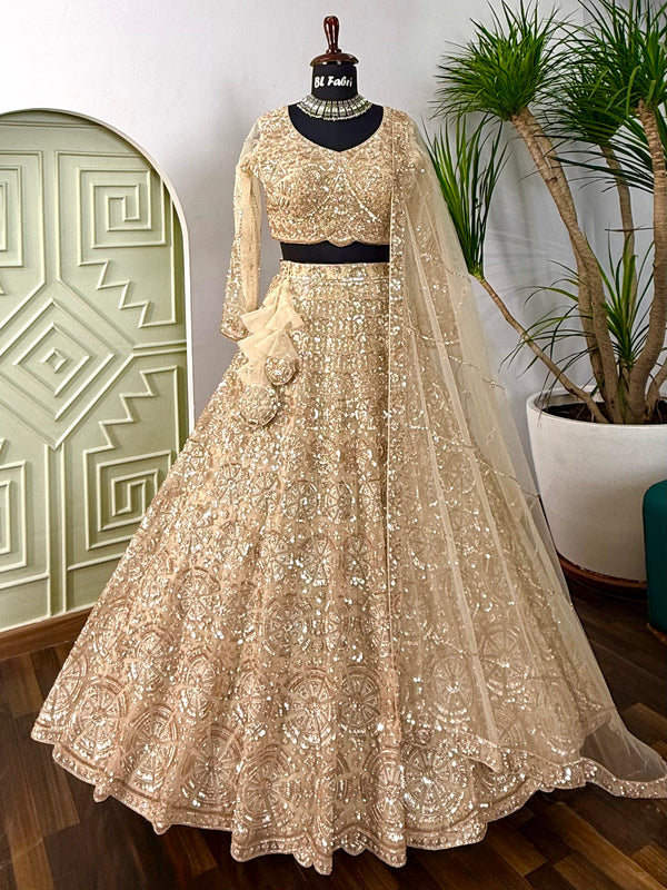 Golden color Hand Embroidery work Designer Lehenga Choli for Wedding Function BL1607