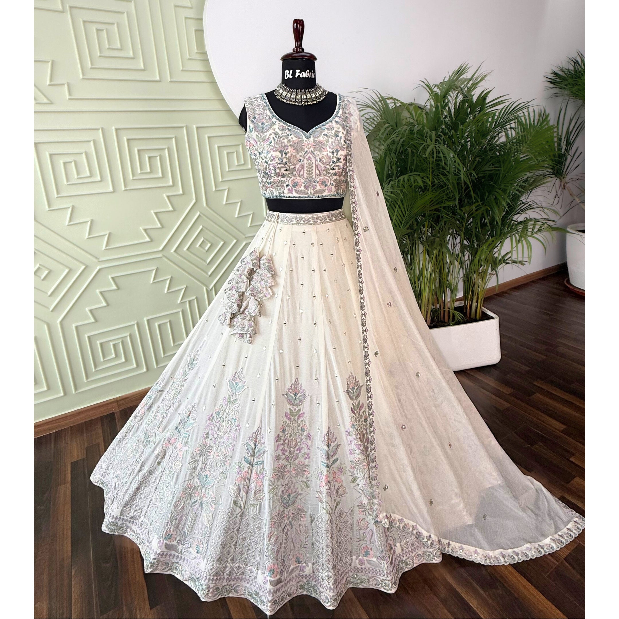 Light Grey Color Hand Embroidery Work Designer Lehenga Choli BL1527 Light Grey Color Hand Embroidery Work Designer Lehenga Choli BL1527