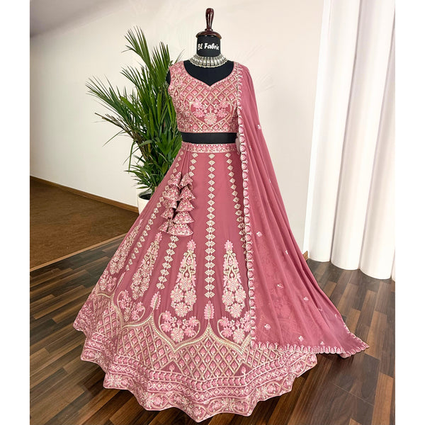 Rosy Pink Embroidery work Designer Lehenga Choli BL1585