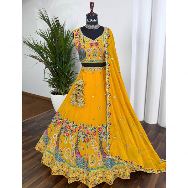 Yellow color Sequence Embroidery work Designer Lehenga Choli BL1590