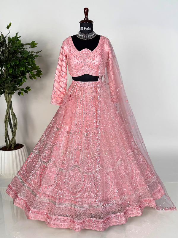 Pink color Hand Embroidery work Designer Lehenga Choli for Wedding Function BL1593