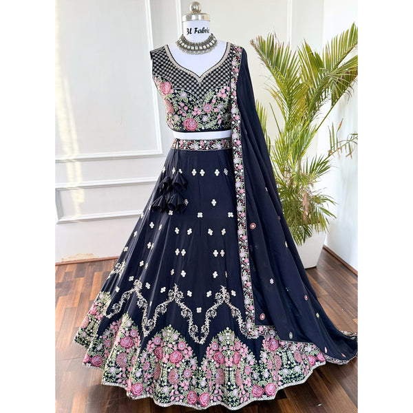 Neavy Blue color Sequence Embroidery work Designer Lehenga Choli for Wedding Function BL1501