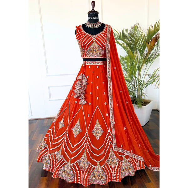 Orange color Sequence Embroidery work Designer Lehenga Choli for Wedding Function BL1503