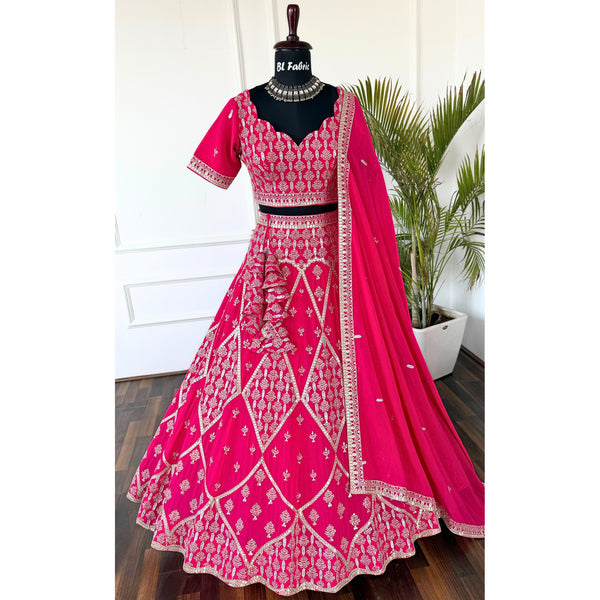 pink color Sequence Embroidery work Designer Lehenga Choli for Wedding Function BL1510