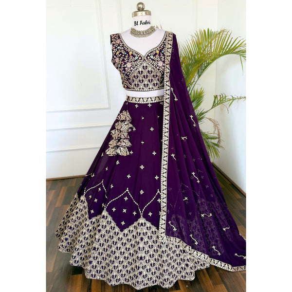 Purple color Sequence Embroidery work Designer Lehenga Choli for Wedding Function BL1513