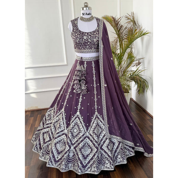 Rosy Purple color Sequence Embroidery work Designer Lehenga Choli for Any Function BL1520