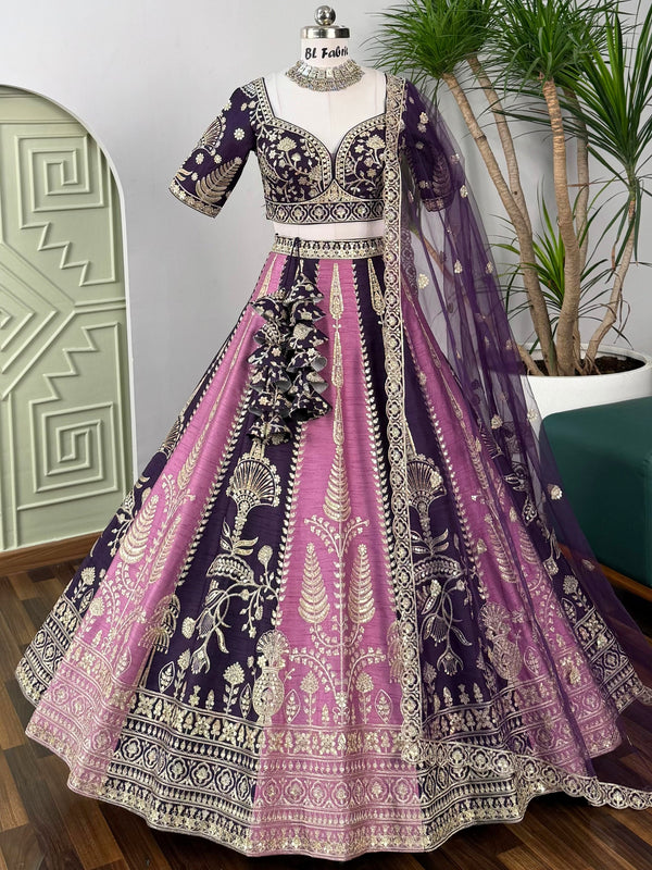 Multi color Sequence Embroidery work Designer Lehenga Choli for Any Function BL1617