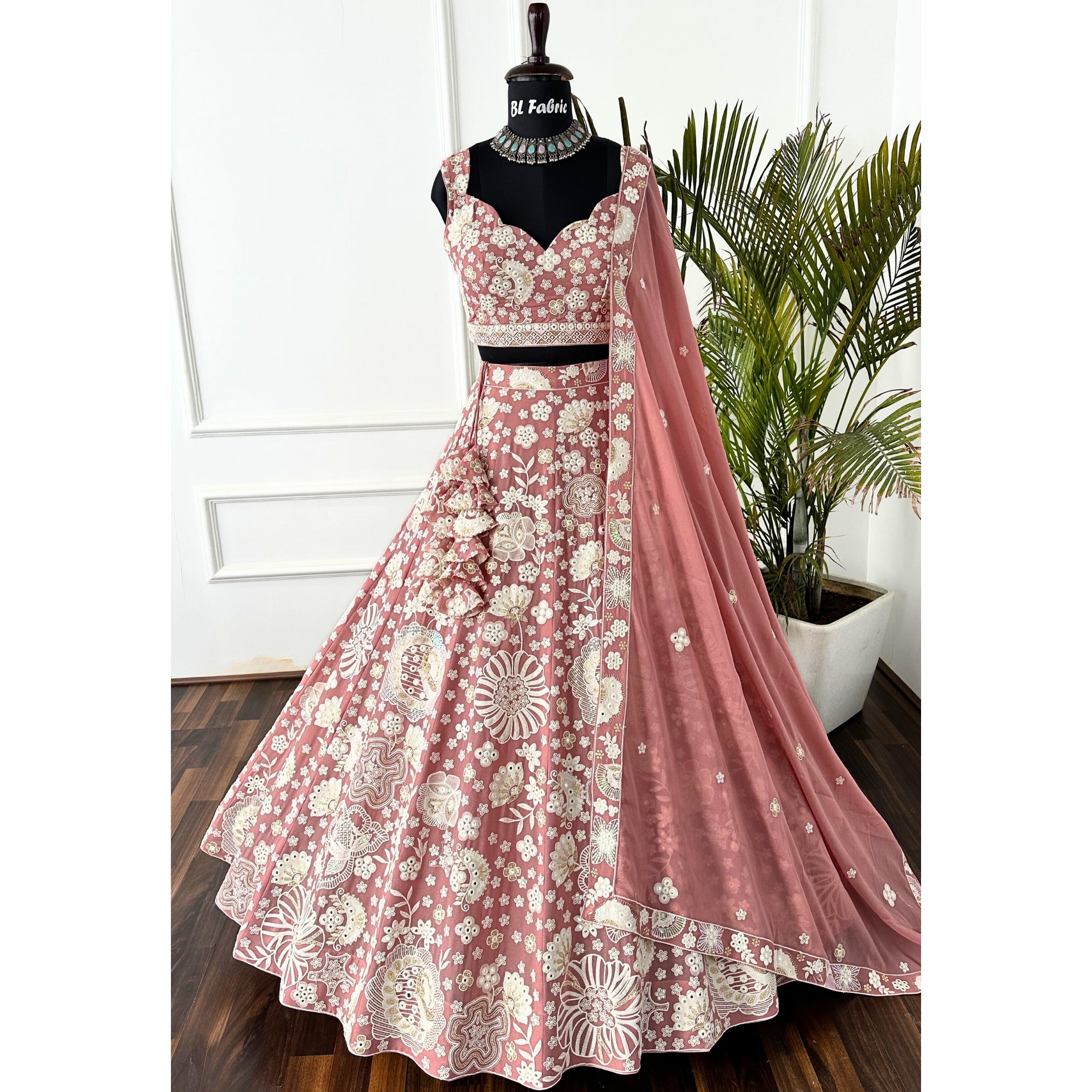 Peach color Embroidery & Sequence work Designer Lehenga Choli for Wedding Function BL1453