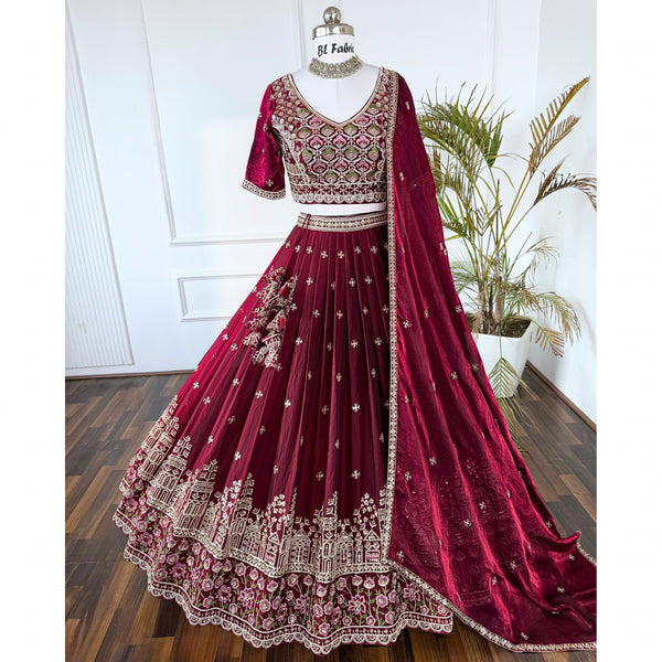 Maroon color Hand Embroidery work Designer Lehenga Choli for Wedding Function BL1558