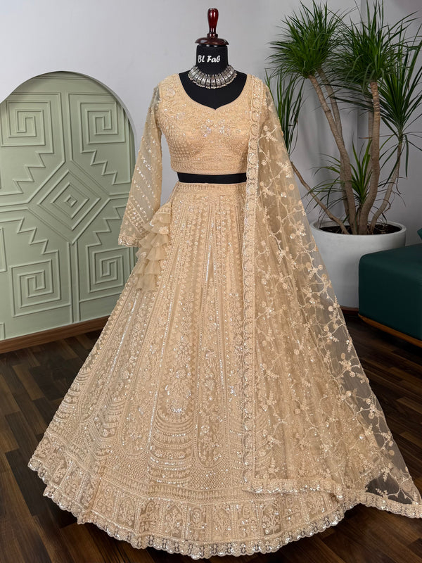 Golden color Hand Embroidery work Designer Lehenga Choli for Wedding Function BL1626