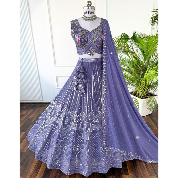 Rosy Purple color Sequence Embroidery work Designer Lehenga Choli for Any Function BL1574