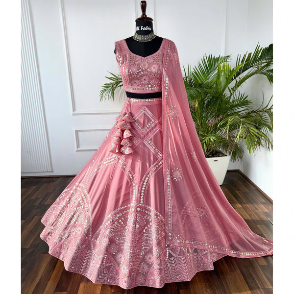 Peach color Sequence Embroidery work Designer Lehenga Choli for Wedding Function BL1576