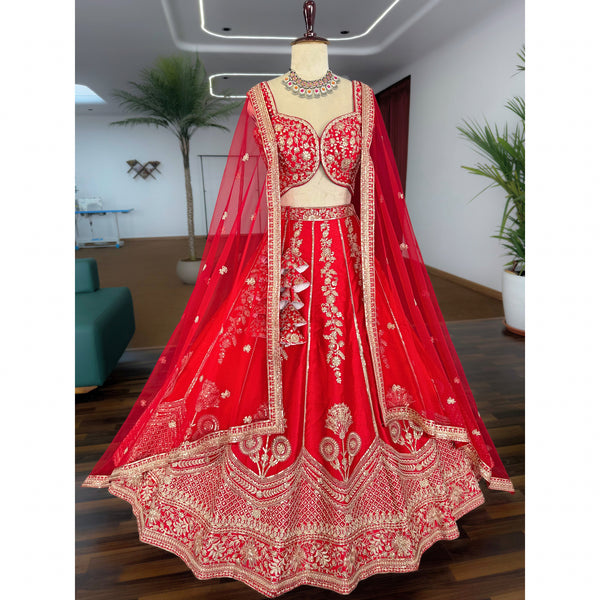 Red color Designer Sequence Embroidery work Lehenga choli for Wedding Function BL1579