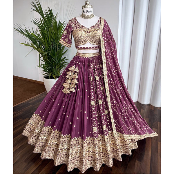 Rosy Purple color Sequence Embroidery work Designer Lehenga Choli BL1580