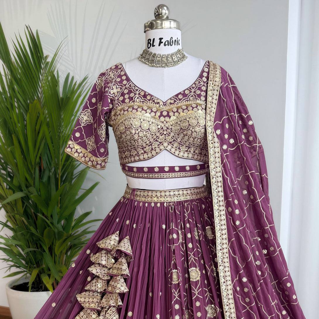 Rosy Purple color Sequence Embroidery work Designer Lehenga Choli BL1580 1