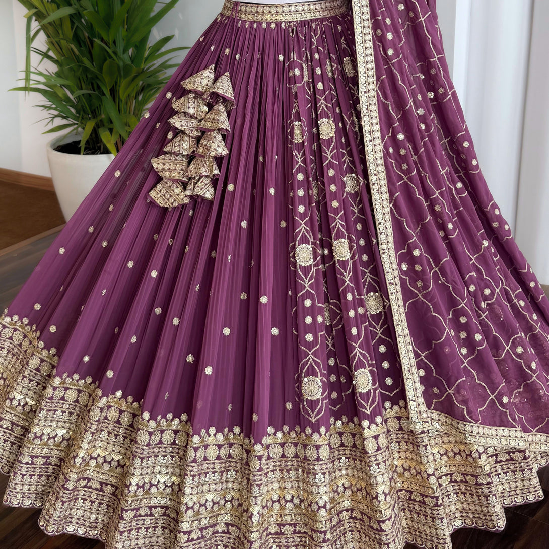 Rosy Purple color Sequence Embroidery work Designer Lehenga Choli BL1580 2