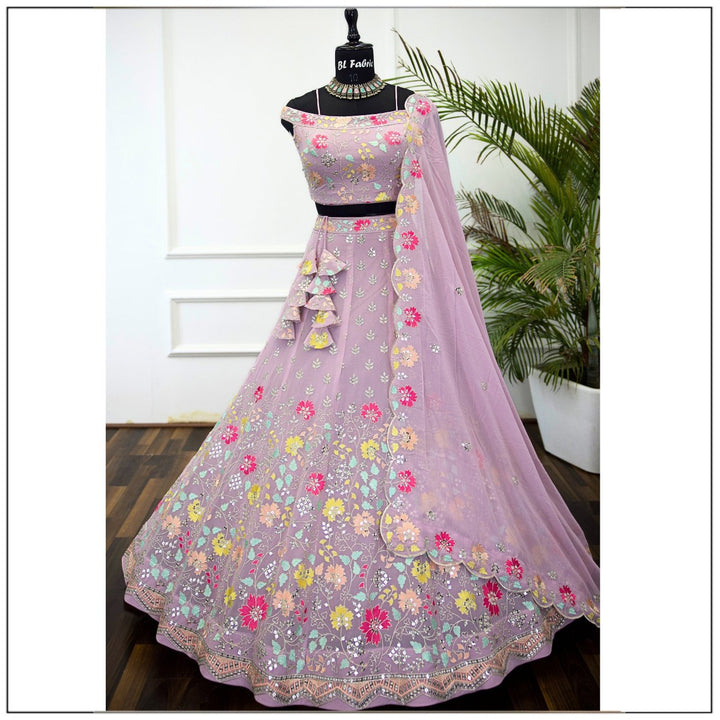 Light Purple color Sequence Embroidery work Designer Lehenga Choli for Wedding Function BL1427 1