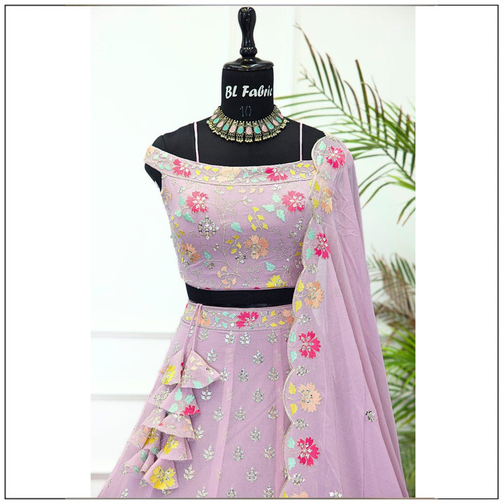 Light Purple color Sequence Embroidery work Designer Lehenga Choli for Wedding Function BL1427 2