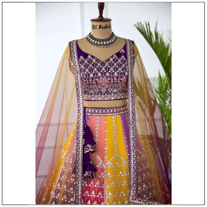 Multi color Sequence & Thread Embroidery work Designer Lehenga Choli for Any Function BL1450 1