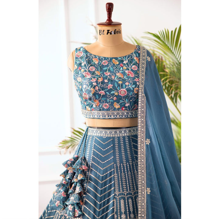 Light Blue color Embroidery & Sequence work Designer Lehenga Choli for Wedding Function BL1452 1