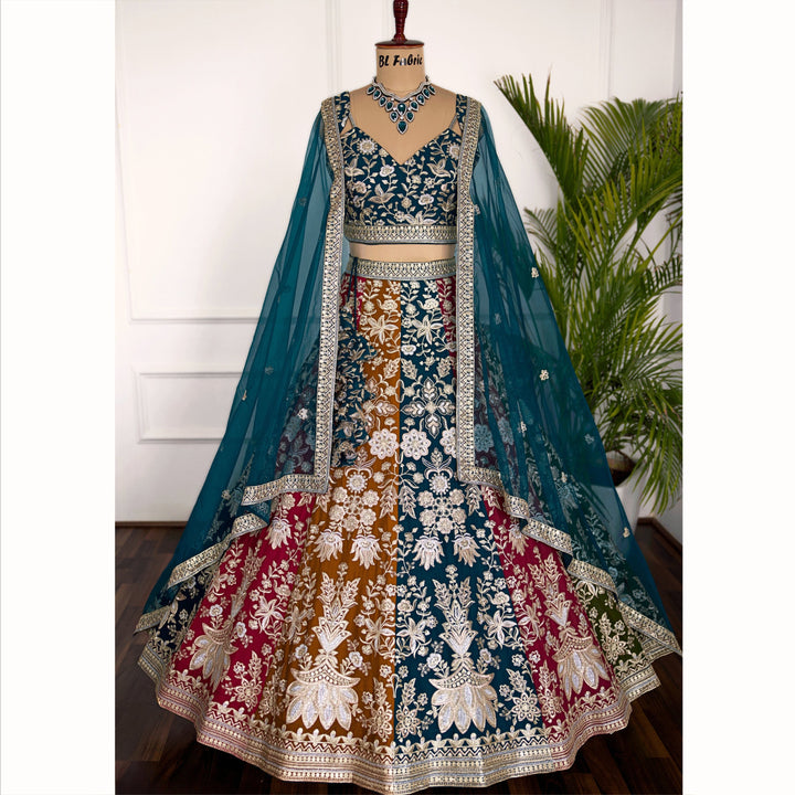 Multi color Sequence & Thread Embroidery work Designer Lehenga Choli for Any Function BL1459