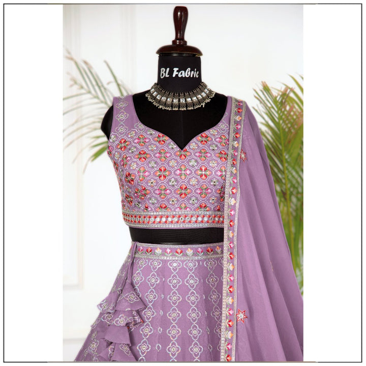 Light Purple color Sequence Embroidery work Designer Lehenga Choli for Wedding Function BL1464 2