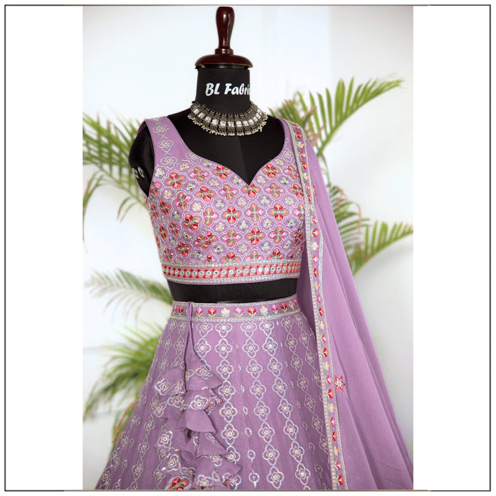 Light Purple color Sequence Embroidery work Designer Lehenga Choli for Wedding Function BL1464 1