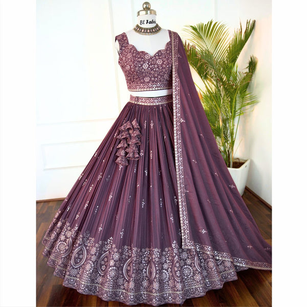 Rosy Purple color Embroidery work Designer Crush Lehenga Choli for Any Function BL1481