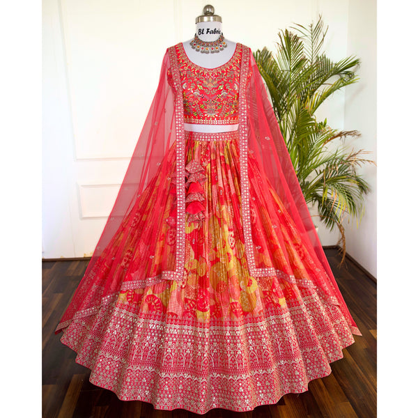 Multi color Printed & Sequence Embroidery work Designer Lehenga Choli for Any Function BL1484