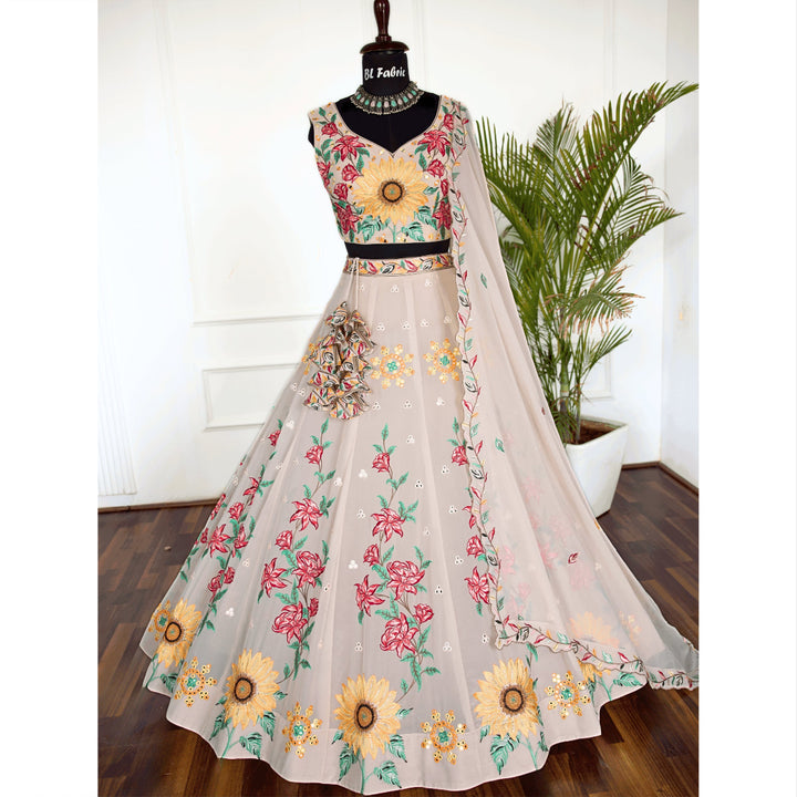 Grey color Real Mirror & Sequence Thread work Designer Wedding Lehenga Choli For Any Function BL1496 1